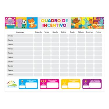 Imagem de Quadro de Recompensa Disciplina - Quadro De Rotina Infantil 30x40 Madeira Atividade Para Incentivo