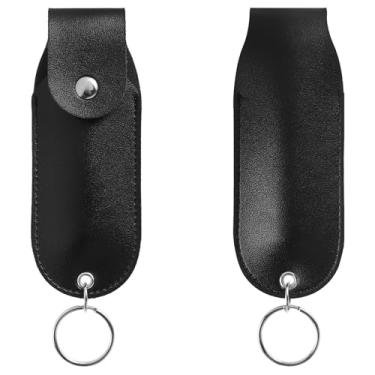 Imagem de 2 unidades de bolsa de spray, suporte de spray de pimenta para cinto, coldre de spray de pimenta com aba superior, bolsa de couro para spray de pimenta, coldre protetor portátil para cinto, mochila
