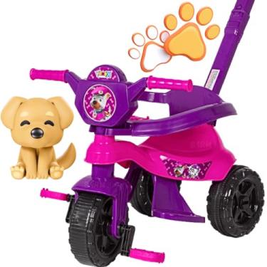 Imagem de Carrinho de passeio infantil andador bebe didatico de empurrar com pedal haste proteção removivel totoka motoca menina menino velocipede triciclo brinquedo de atividades (Rosa)