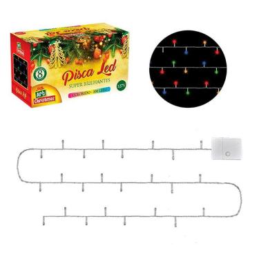 Imagem de Pisca Pisca 100 Leds Colorido - Fio Branco - 8m