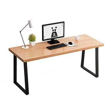 Imagem de Escrivaninha de computador para escritório em casa moderna estilo simples PC mesa, estação de trabalho estável com pernas trapezoidais 119.4 cm/139.7 cm mesa de trabalho de pinho, fácil de montar mesa