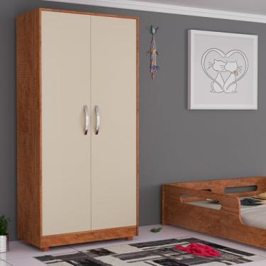 Imagem de Roupeiro Multiuso 2 Portas MDP Armário para Quarto Design Moderno (Nature-Off)
