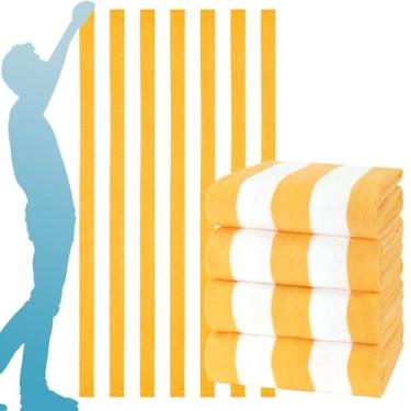 Imagem de Pacote com 4 toalhas de banho extragrandes conjunto de toalhas de praia listradas lençóis de banheiro grandes volumosos macios macios GG grande cobertor de microfibra absorvente hotel turco chuveiro