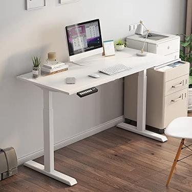Imagem de YAYA2021-SHOP Escrivaninha de computador para escritório em casa, mesa elevatória elétrica, estação de trabalho de escritório inteligente, simples, moderna, PC, laptop, mesa de estudo, escrita, 4