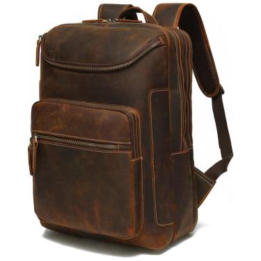 Imagem de Lannsyne Mochila Unissex de Couro para Laptop , Marrom