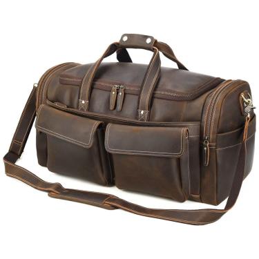 Imagem de Bolsa de Viagem Masculina Clássica de Couro, POLARE , Marrom