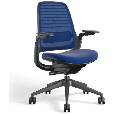 Imagem de Cadeira de Escritório Ergonômica Giratória com Encosto Médio, STEELCASE 435A00, Azul
