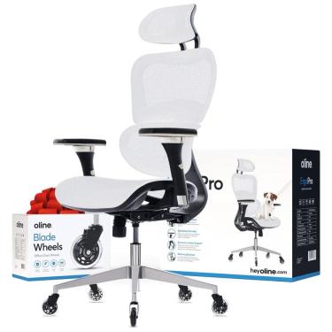 Imagem de Oline ErgoPro Cadeira de Escritório Ergonômica Giratória e Ajustável com Apoio 4D, Branca