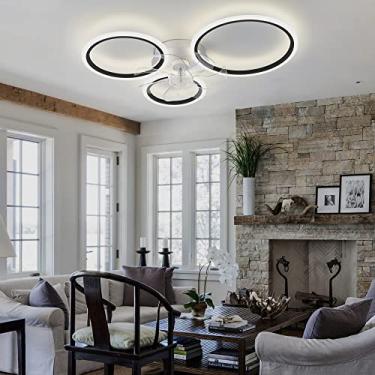 Imagem de Ventilador de teto silencioso com função de inverno e verão com luz e controle remoto Quarto Ventilador de teto regulável de 6 velocidades com temporizador-B || 78CM-Preto