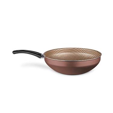 Imagem de MTA - Panela Wok em Alumínio Antiaderente, Capacidade de 4,3L, nº 28, Cor Chocolate, Linha Flora.