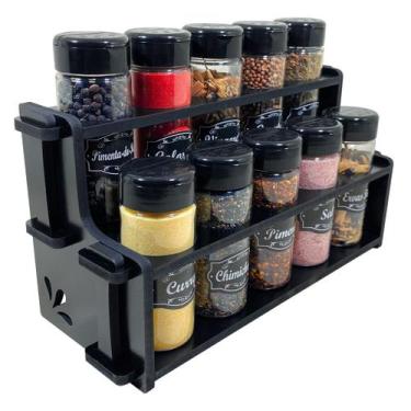 Imagem de Suporte Porta temperos Condimentos 10 potes mdf cozinha organizador de