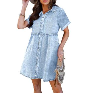 Imagem de Vestido jeans casual luvamia Roadknight Blue para mulheres tamanho M