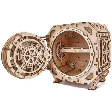 Imagem de Quebra Cabeças 3D para Adultos com 259 Peças, Tema Cofre Mecânico com Combinação, Wood Trick