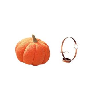 Imagem de Fenteer Almofada de Pelúcia de Abóbora de Halloween para Sofá E Suporte de Garrafa de Vinho de Metal E Ferro, Organizador para Decoração de Quarto E Armazenam
