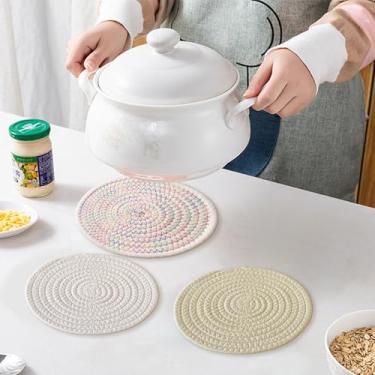 Imagem de Conjunto de 3 almofadas quentes resistentes ao calor para utensílios de cozinha, cozinha e jantar (branco creme, creme misto, marfim)