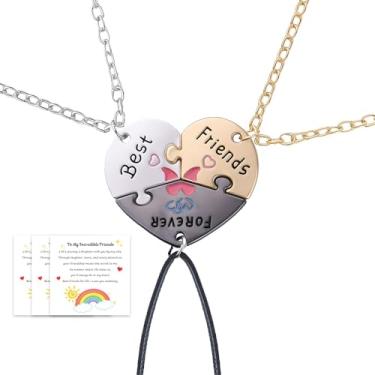 Imagem de Colar de quebra-cabeça Best Friend Friendship para 3 irmãs, presente de aniversário, Big Middle Little Sister para 3 4 amigas, Small, Metal, Sem Pedra Preciosa