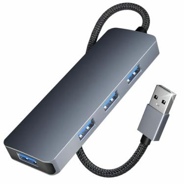 Imagem de Hub USB 3.0, divisor USB A de 4 portas, expansor USB ultrafino para mouse, teclado, pen drive, disco U, impressora, compatível com laptop, PC de mesa, Xbox, PS5 e mais