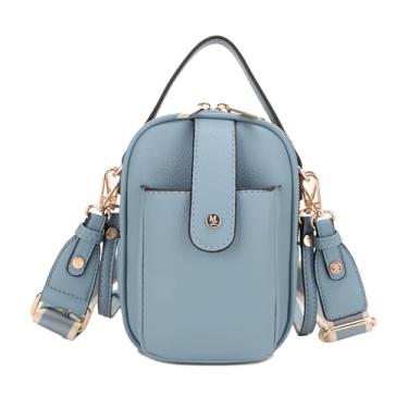Imagem de Mali+Lili Bolsa tiracolo Gail de couro vegano com vários compartimentos, Azul, cinza