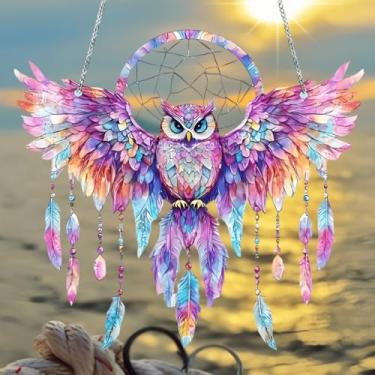 Imagem de 1 peça para pendurar apanhador solar de acrílico colorido, decoração de janela de 18 cm com design de vitral impresso, arte de parede de arco-íris, ideia de presente e ornamento de jardim, uso interno