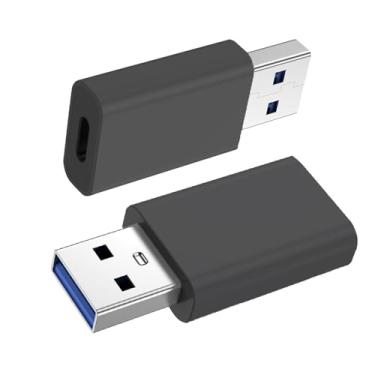 Imagem de Adaptador USB C, conversor de carregador USB-C fêmea para USB macho para MagSafe Watch 10 9 8 7 SE Ultra iPhone 16 15 14 13 Mini Pro Max iPad Samsung Galaxy Pixel CarPlay preto 2 unidades