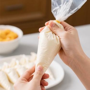 Imagem de Sacos de confeitar de 30 cm, 100 unidades de sacos de confeitaria descartáveis, sacos de cobertura anti-explosão para cobertura de creme, decoração de bolos e biscoitos