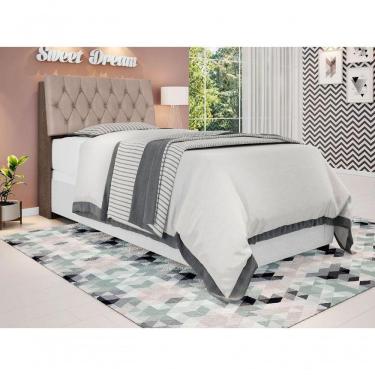 Imagem de Cabeceira Box Solteiro Isis Chocolate Com Capitonê Bege