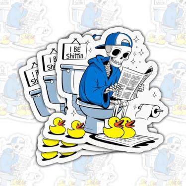 Imagem de (3 peças) Adesivo IBS I Be Shittin decalque engraçado de vinil com citação de esqueleto, impermeável para garrafas de água, laptops, telefones, Kindle, carros – presentes para adultos, crianças