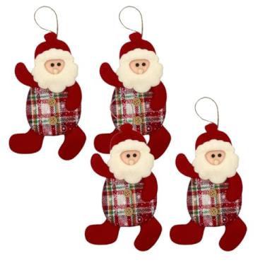 Imagem de Kit 4 Papai Noel Plush Xadrez Decoração Árvore Natal Enfeite 18cm