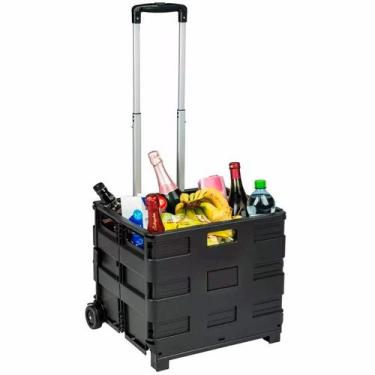Imagem de Carrinho Compras Feira Mercado Ferramenta Caixa Dobrável Com Rodas Mal