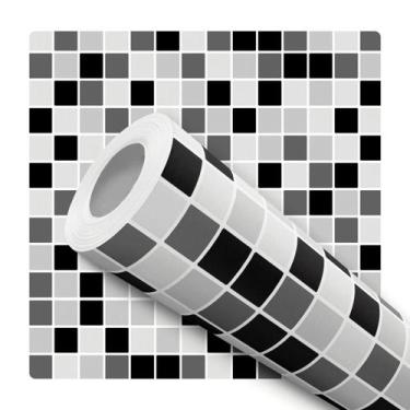 Imagem de Papel de Parede Vinílico Pastilha Preta Cozinha 3.5m - DELIQUADROS