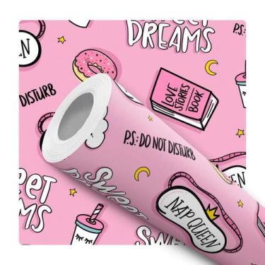 Imagem de Papel de Parede Adesivo Festa do Pijama Rosa Infantil Moderno Quarto  