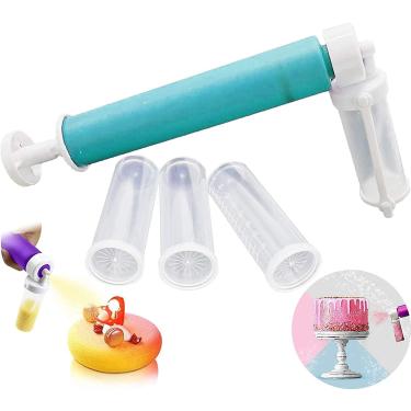 Imagem de Pincel de ar manual para ferramentas decoração com glitter em bolos bomba pintura bolo confeitaria caseira 4 peças tubo kit cozinha cupcakes biscoitos e sobremesas