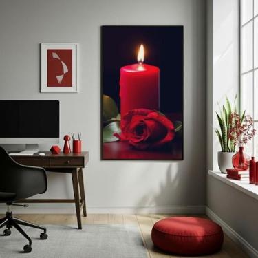 Imagem de Quadro Umbanda Vela E Rosa Vermelha - 70X50Cm - Quadros On-Line