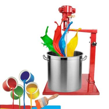 Imagem de IUBGFTO Misturador de tinta pneumático, agitador de ar comprimido de 5 gal/20 L, misturador de revestimento de pintura com plataforma elevadora, máquina de agitação