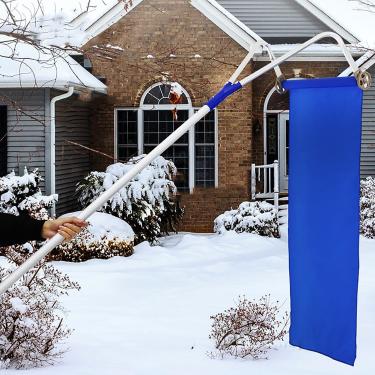 Imagem de JYXYXSCP Pá de neve Ancinho de teto de neve 6,4 m com material deslizante, pá de neve de alumínio com rodas e alça estendida ajustável, remoção rápida de neve no telhado