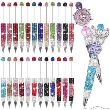 Imagem de Tondiamo 24 canetas cheias de strass com contas brilhantes brilhantes para miçangas, kit de esferográficas sortidas fofas para artesanato faça você mesmo, lembrancinha de aniversário de Natal (cor