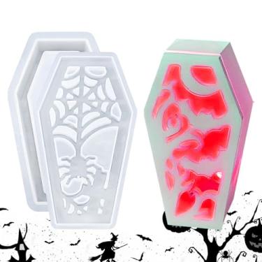 Imagem de Molde de caixão de Halloween, molde de decoração de abajur para argila | Abajur de mesa de Halloween para decoração de sala de estar, estudo, quarto, banheiro, entrada, estante de livros