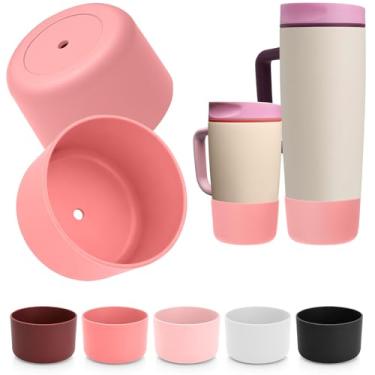Imagem de Mity rain Bota protetora de 2 peças para Owala SmoothSip Slider com alça de 340 g e 680 g, acessórios para caneca de viagem de silicone, antiderrapante, redução de ruído, evita arranhões (rosa)