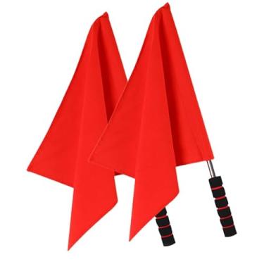 Imagem de NUOBESTY 2 peças bandeiras de árbitro bandeiras de sinalização portáteis com alça de esponja para competição de futebol, basquete, futebol, esportes