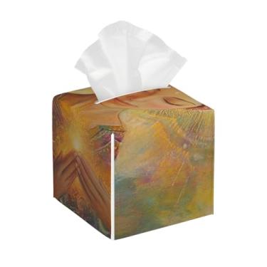 Imagem de Suporte quadrado de couro para caixa de lenços de papel, impermeável, retrô, design feminino, organizador de papel facial com cinto inferior, estojo de lenços para mesa, banheiro, escritório, mesa