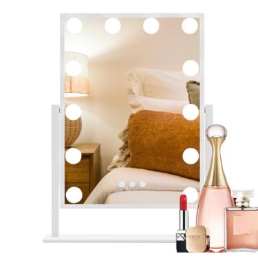 Imagem de Espelho De Maquiagem Com Luzes - Controle Por Toque Regulável 3 Cores | Espelho de Toucador LED com Luz Decoração de Mesa,Para Mulheres E Raparigas Mãe Filha Casa De Banho Quarto