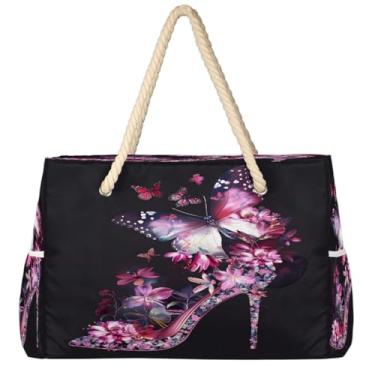 Imagem de hongjinglin Bolsa de praia grande leve dobrável roxa unicórnio linda bolsa de ombro para piscina, Cor 16, Large