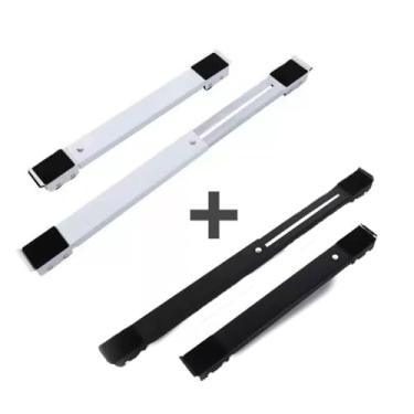 Imagem de Suporte Universal de Alumínio com Rodinhas, Base Carrinho para Geladeira, Fogão e Máquina de Lavar, Movedor de Aparelhos Durável (Branco+Preto 4uni)