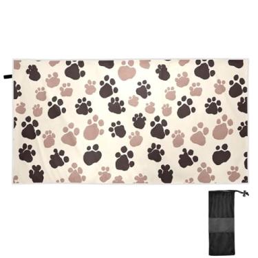 Imagem de ATTX Toalha de praia com estampa de pata de cachorro 79 x 188 cm - Cobertor leve de microfibra resistente à areia de secagem rápida para piscina, ioga, academia e viagens | Esportes de banho de