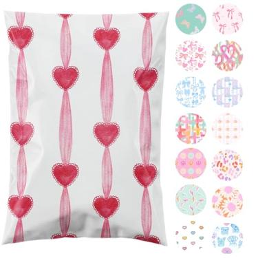 Imagem de Pretty Package Store 6x9 Designer Poly Mailer pacote com 100 sacos de envio resistentes à prova d'água para pequenas empresas, envelopes de correspondência, embalagem resistente a rasgos, vermelho