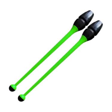 Imagem de YIJU Conjunto de 2 bastões de ginástica rítmica artística com 36 cm de comprimento, equipamento para treinamento de ginástica e acessórios de fitness, Verde