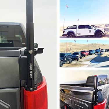 Imagem de Generic2 Suporte de mastro de bandeira para cama de caminhão, adequado para Ford F150s 2015-2020, dobradiça de porta traseira, bandeira única com kit de suporte de antena e parafusos anti-oscilação