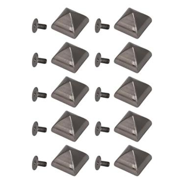 Imagem de KUIDAMOS Conjunto de Rebites de Parafuso de Liga de Zinco de Ponta Quadrada para Kits de Reparo de Bolsas de Artigos de Couro 15mm, Material Forte para Cintos, Bolsas, Chapéus, Sapatos, Artesanato (Prata Preto)