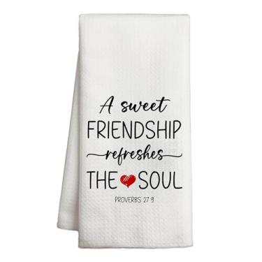 Imagem de Toalhas de cozinha da amizade cristã, presentes religiosos para amigas e mulheres, toalhas de prato de aniversário para cozinha, banheiro, decoração de casa, toalha de chá para limpeza, toalha de saco