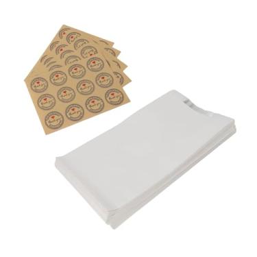Imagem de aqxreight 50 PCS Saco de Pão Papel Kraft Janela Transparente Saco de Armazenamento de Embalagem de Alimentos Assados ​​com 60 PCS Obrigado Adesivos Amarelo um Forro e Melhor óleo de Pão Material